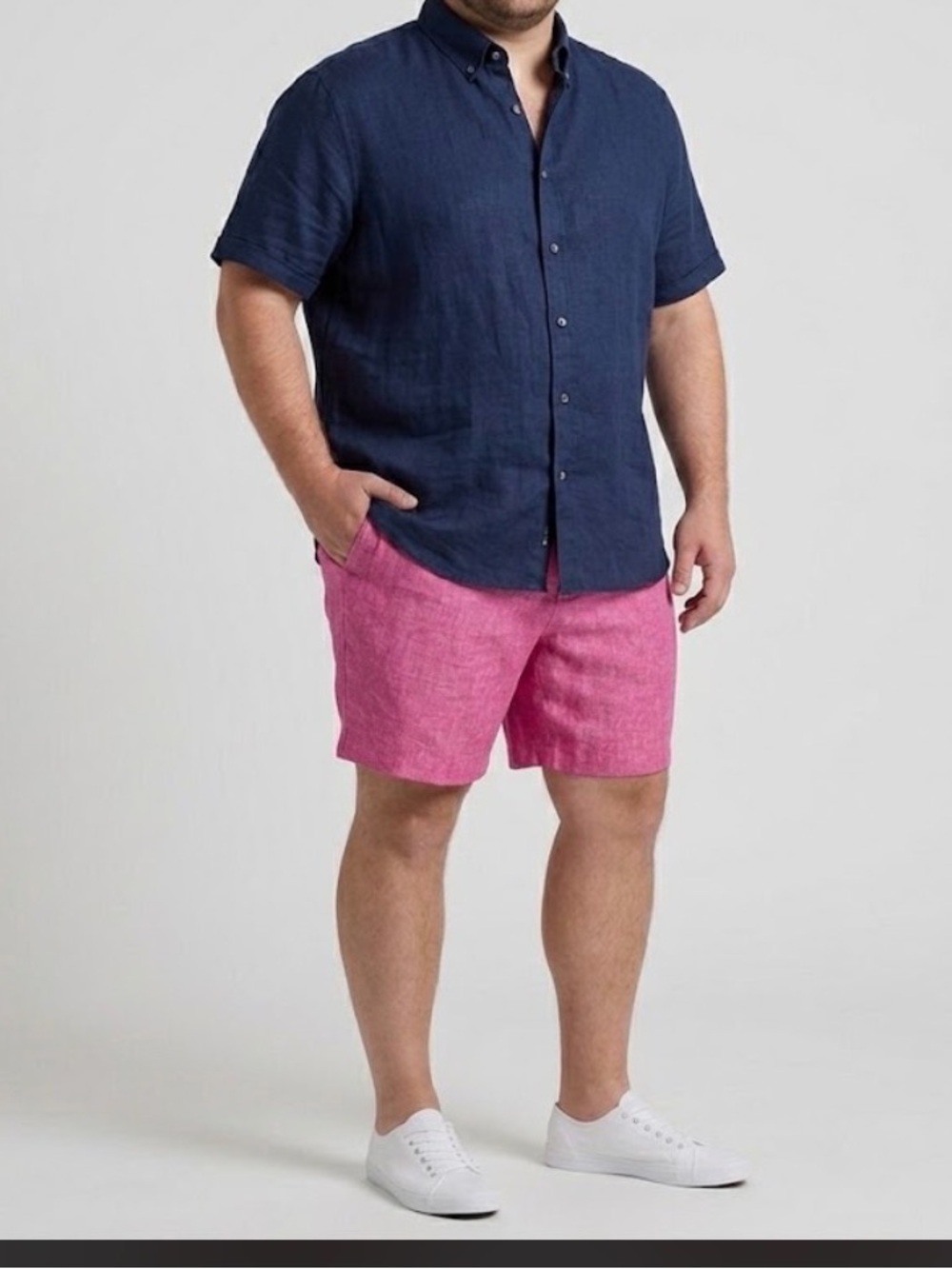 Saks Fifth Avenue Pink Linen Flat-Front Shorts